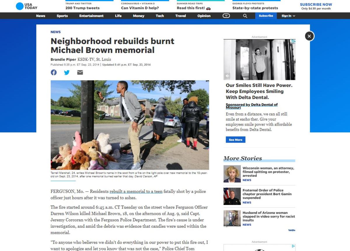 Neighborhood rebuilds burnt Michael Brown&nbsp;memorial