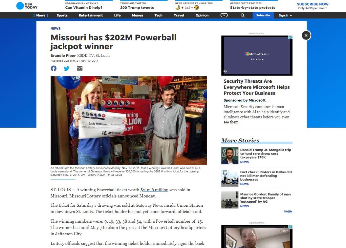 Missouri has $202M Powerball jackpot&nbsp;winner