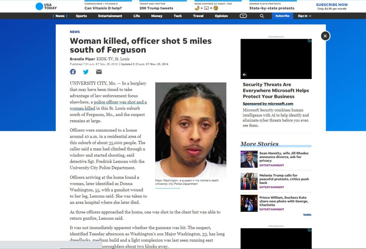 Woman killed, officer shot 5 miles south of&nbsp;Ferguson