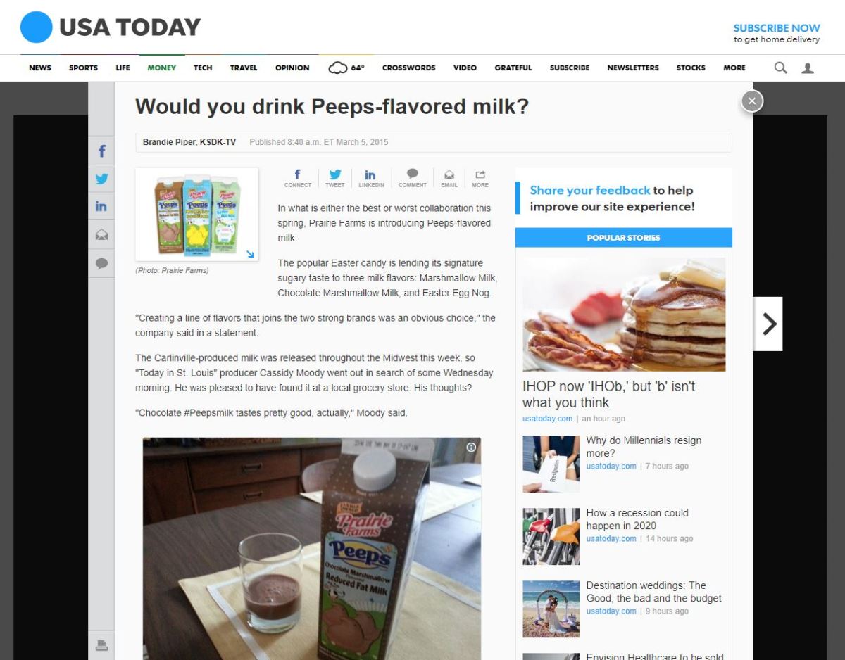 Would you drink Peeps-flavored&nbsp;milk?