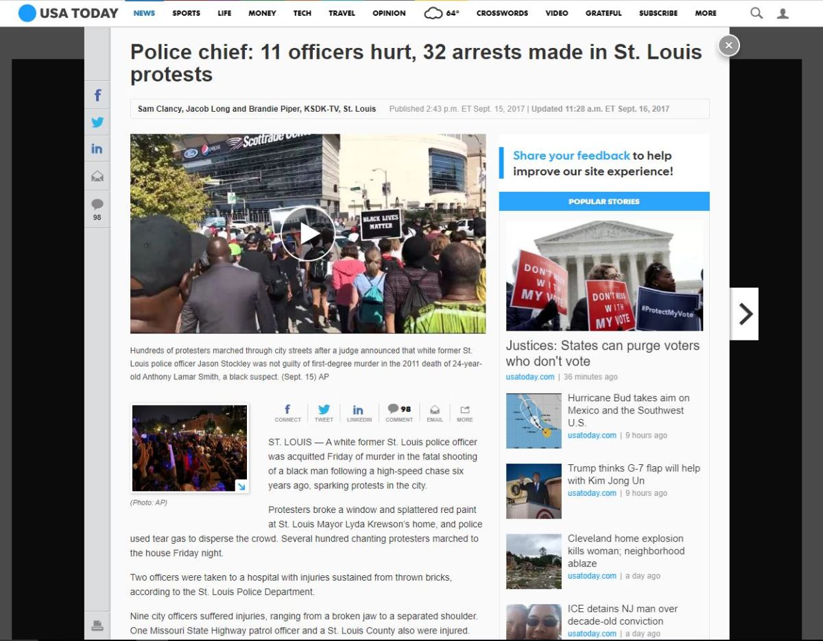 Police chief: Officers hurt, 23 arrests made in St. Louis&nbsp;protests